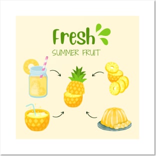 Pineapple Fresh Summer Fruit Posters and Art